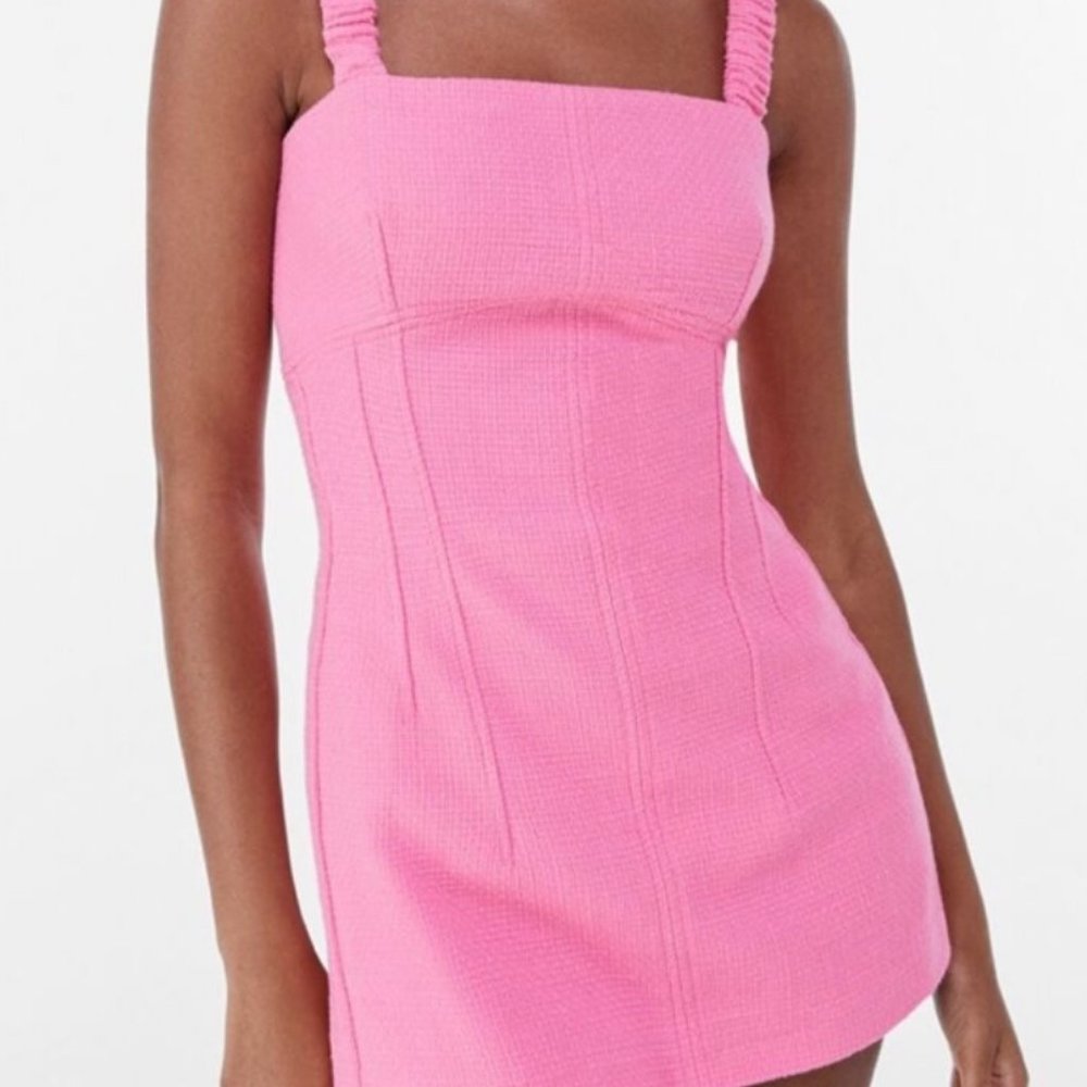 Hot Pink Tweed Romper from Bershka